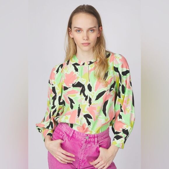 Printed Dolman Sleeve Peasant Top - Picture 5 of 13